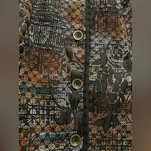 Christopher&Banks Womens Med Earth Tones Button Sport Jacket Office Floral Geo - Picture 7 of 10